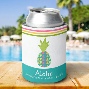 Rafraîchisseur Pour Canette Ananas tropical Aloha Beach House Luau Turquoise