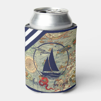 Rafraîchisseur Pour Canette Ancienne carte marine/bateau/silhouette/ancrages a