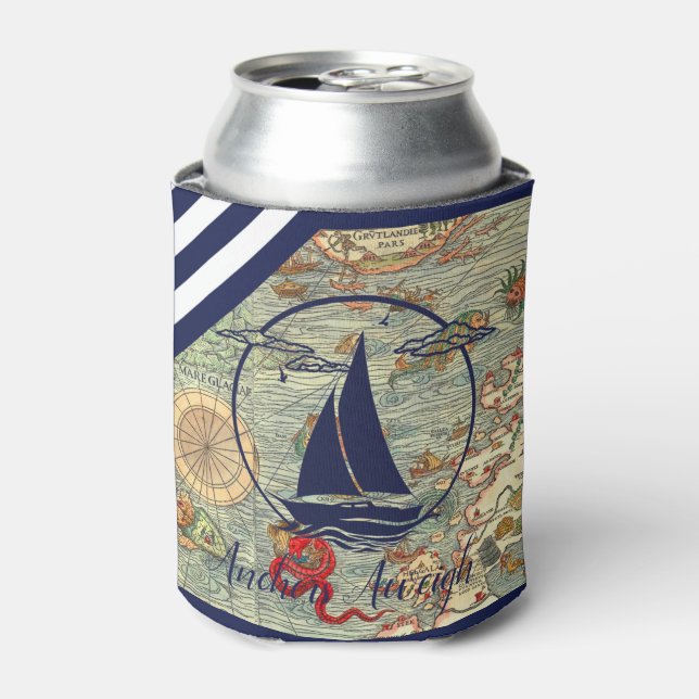 Rafraîchisseur Pour Canette Ancienne carte marine/bateau/silhouette/ancrages a (Can devant)