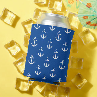 Rafraîchisseur Pour Canette Ancre blanche à motif bleu marine