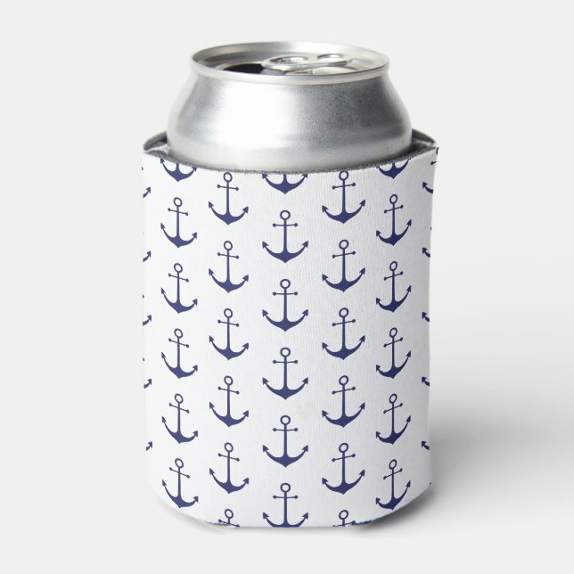 Rafraîchisseur Pour Canette ancre marine bleu blanc motif (Can devant)
