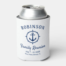 Rafraîchisseur Pour Canette Ancre nautique Famille Réunion Marine Bleu & Blanc