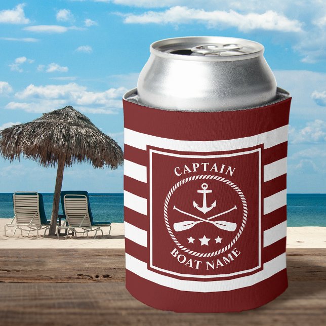 Rafraîchisseur Pour Canette Ancre nautique Oar Captain Boat Name Red Stripe (Créateur téléchargé)