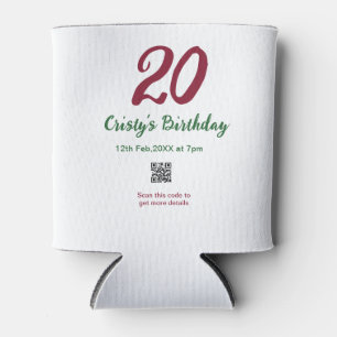 Rafraîchisseur Pour Canette anniversaire 20 ANS MARON code qr gras rétro vert