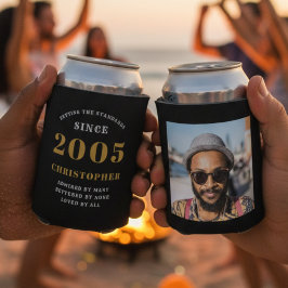 Rafraîchisseur Pour Canette Anniversaire 21 ans Noir Or avec Photo