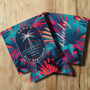 Rafraîchisseur Pour Canette Anniversaire Beach party Palm tree coucher de sole