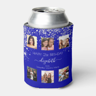 Rafraîchisseur Pour Canette Anniversaire bleu royal coutume photo collages ami