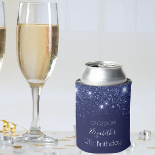 Rafraîchisseur Pour Canette Anniversaire marine bleu nom de la parties scintil
