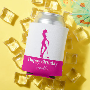 Rafraîchisseur Pour Canette Anniversaire rose fille de golf Monogramme