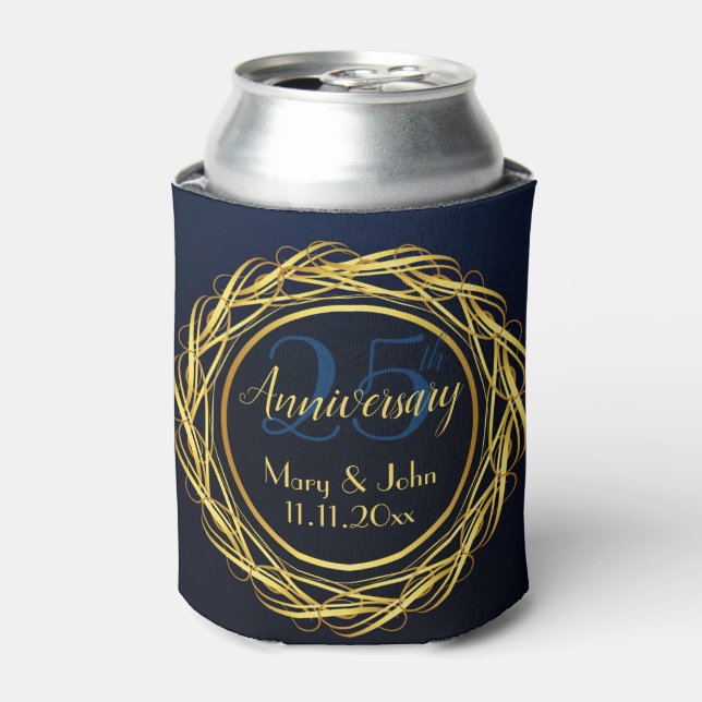 Rafraîchisseur Pour Canette Anniversaire royal bleu or personnalisé Luxe (Can devant)
