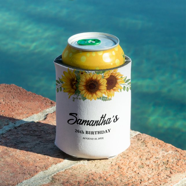 Rafraîchisseur Pour Canette Anniversaire Tournesol Rustique (Piscine in situ)