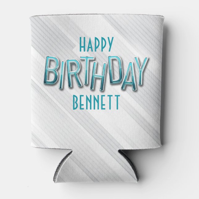Rafraîchisseur Pour Canette Anniversaire Turquoise adulte moderne (Devant)