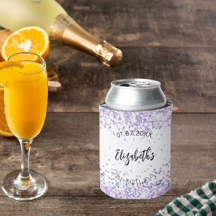 Rafraîchisseur Pour Canette Anniversaire violet blanc confetti