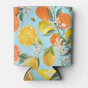 Rafraîchisseur Pour Canette Aquarelle Agrumes Fruits : Main tirée