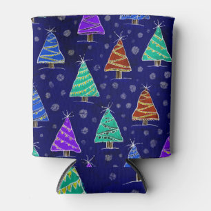 Rafraîchisseur Pour Canette Aquarelle Arbres de Noël : Motif forestier.
