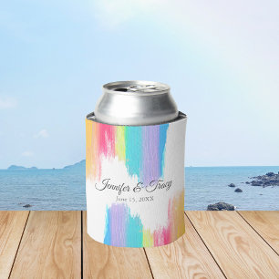 Rafraîchisseur Pour Canette Aquarelle arc-en-ciel Élégant Mariage gay moderne