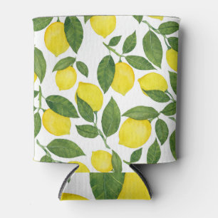 Rafraîchisseur Pour Canette Aquarelle Citrons : Motif de fruits d'été