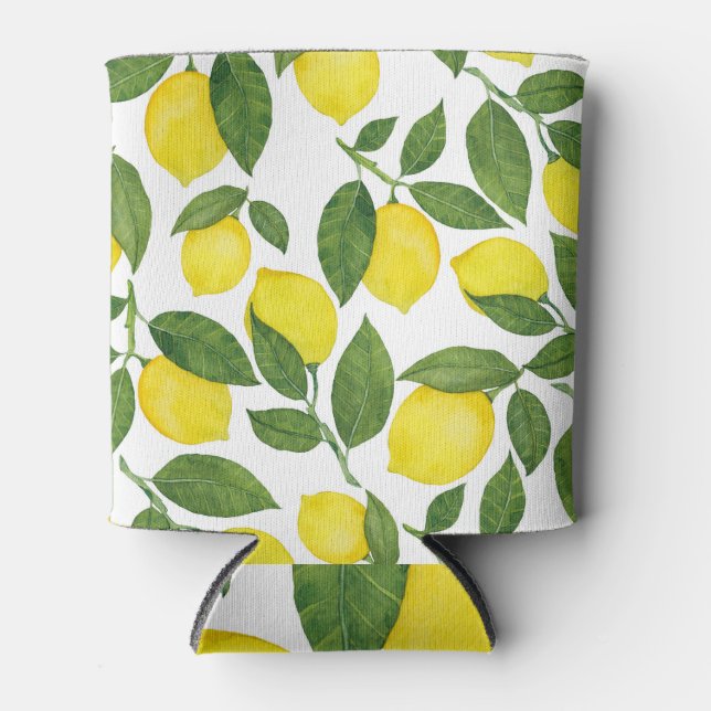 Rafraîchisseur Pour Canette Aquarelle Citrons : Motif de fruits d'été (Devant)