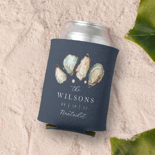 Rafraîchisseur Pour Canette Aquarelle côtière Oyster Wedding Favoriser