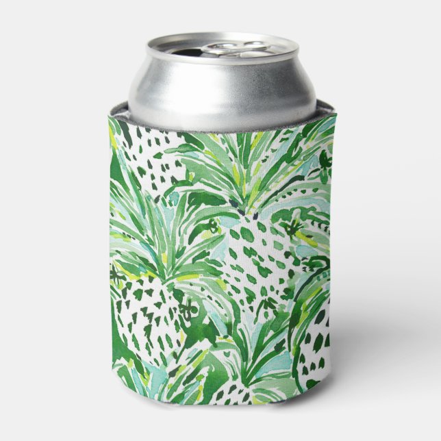 Rafraîchisseur Pour Canette Aquarelle d'ananas vert TROPICAL SITCH (Can devant)