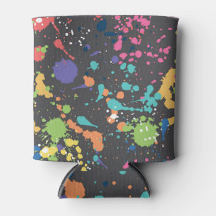 Rafraîchisseur Pour Canette Aquarelle de Grunge : Motif de points colorés.