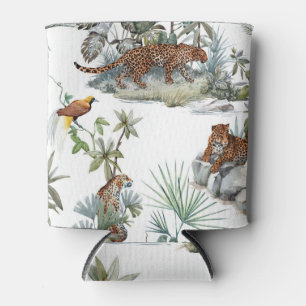 Rafraîchisseur Pour Canette Aquarelle de la jungle léopard Scène tropicale