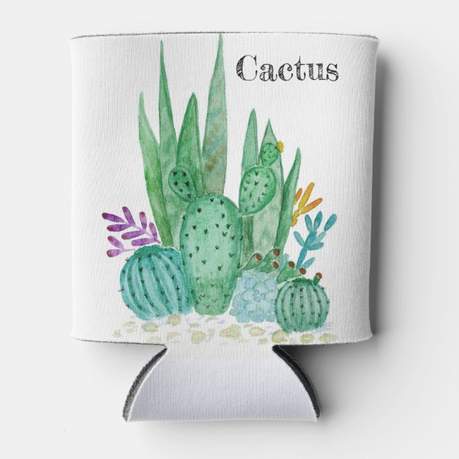 Rafraîchisseur Pour Canette Aquarelle désert cactus cactus dessinés à la main (Devant)