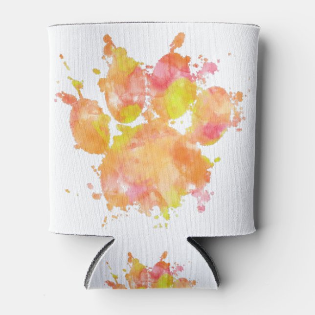 Rafraîchisseur Pour Canette Aquarelle Empreinte de patte de chien (Devant)