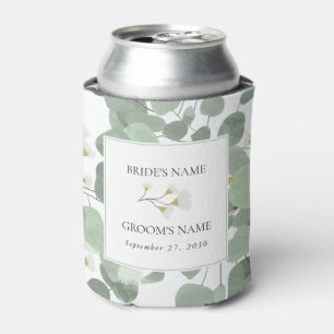Rafraîchisseur Pour Canette Aquarelle Eucalyptus Mariage de fleurs vertes