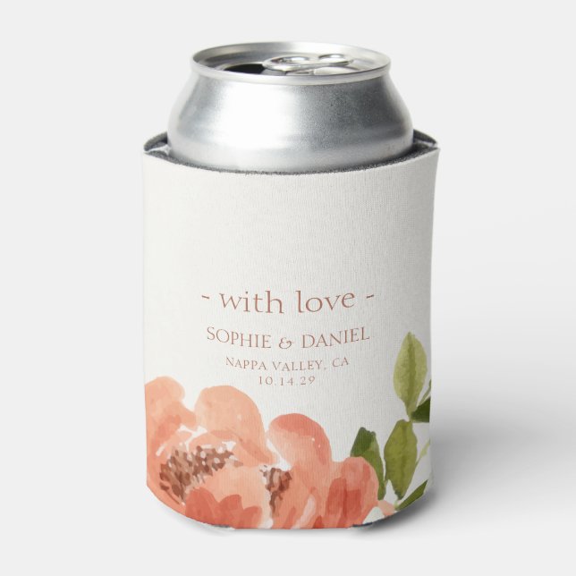 Rafraîchisseur Pour Canette Aquarelle Florale Couple Mariage avec amour (Can devant)