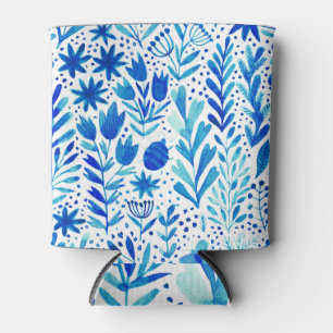 Rafraîchisseur Pour Canette Aquarelle florale Plantes texture transparente