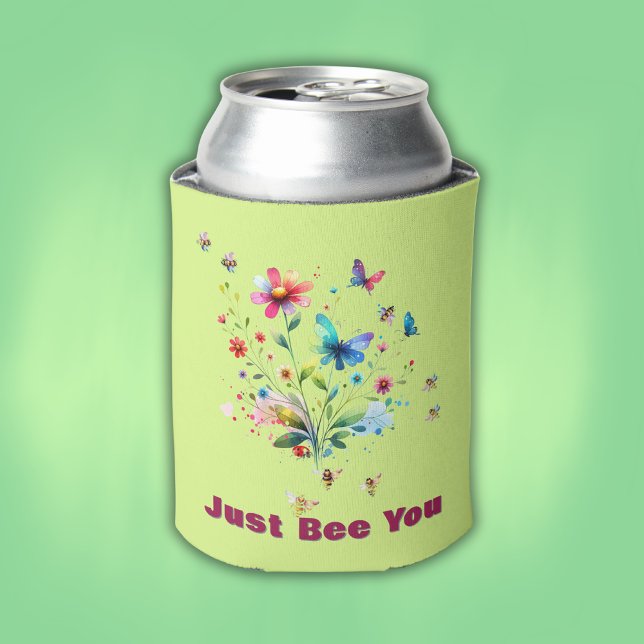 Rafraîchisseur Pour Canette Aquarelle florale simple Monogramme Abeille sur ve (Créateur téléchargé)