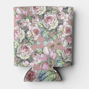 Rafraîchisseur Pour Canette Aquarelle Jardin : Rose Tulip Elégance.