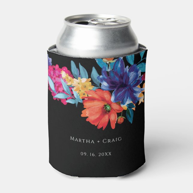 Rafraîchisseur Pour Canette Aquarelle mexicaine Fleur Mariage noir (Can devant)
