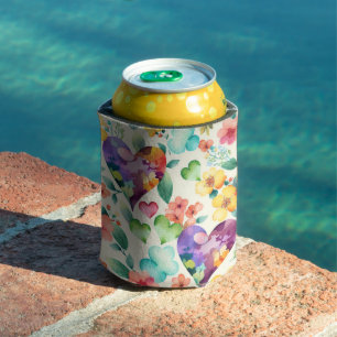 Rafraîchisseur Pour Canette Aquarelle mignonne fleurs motif
