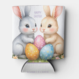 Rafraîchisseur Pour Canette Aquarelle mignonne lapins de Pâques heureux Pâques