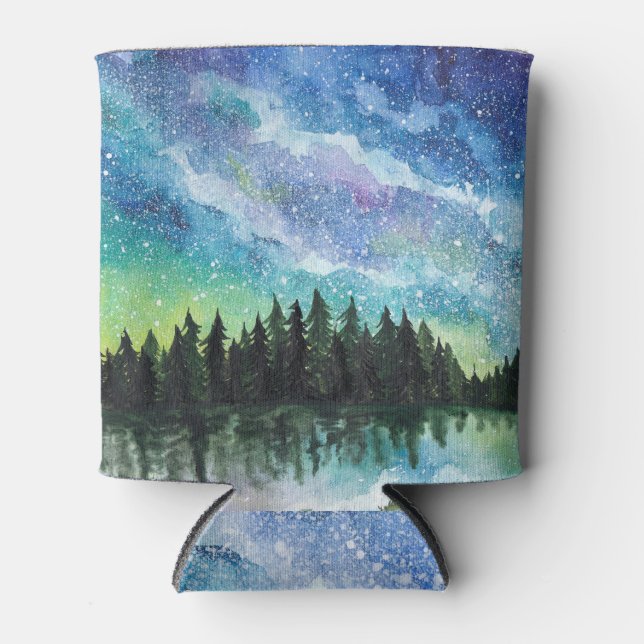 Rafraîchisseur Pour Canette Aquarelle paysage nocturne, Voie Lactée (Devant)