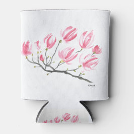 Rafraîchisseur Pour Canette Aquarelle rose Magnolia Nature Botanique Floral