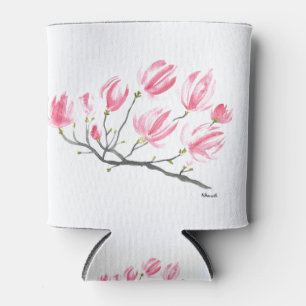 Rafraîchisseur Pour Canette Aquarelle rose Magnolia Nature Botanique Floral