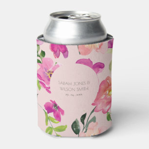 Rafraîchisseur Pour Canette Aquarelle rose vif rétro Mariage floral