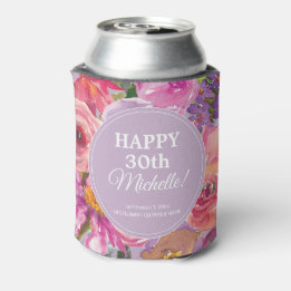 Rafraîchisseur Pour Canette Aquarelle rose violet Fleurs sauvages 30e annivers