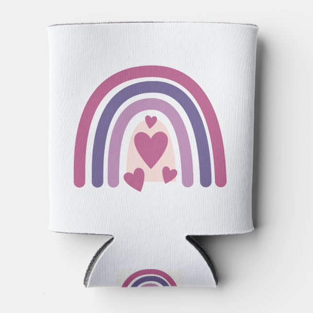 Rafraîchisseur Pour Canette Arc En Ciel Et Coeurs Mignons (Devant)