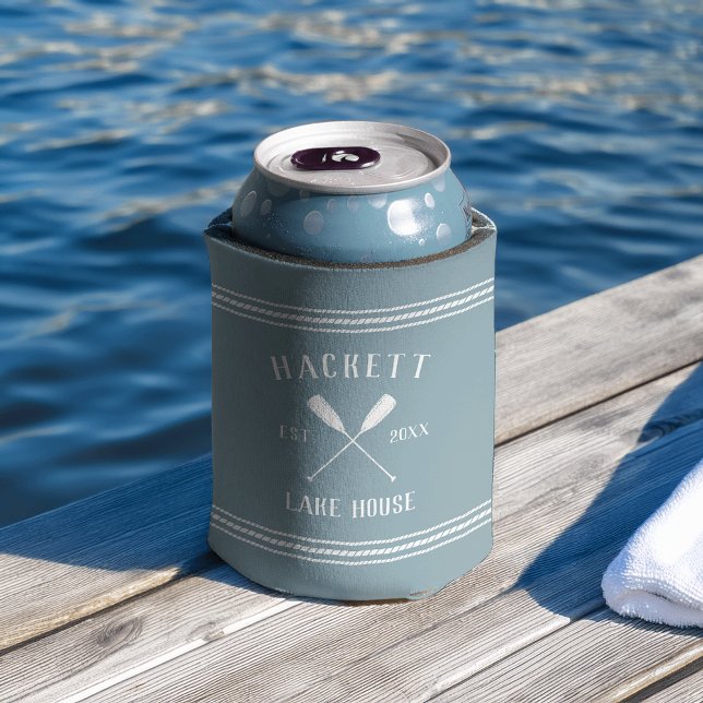 Rafraîchisseur Pour Canette Ardoise Bleu Rustique Oars Personnalisé Lake House (Créateur téléchargé)