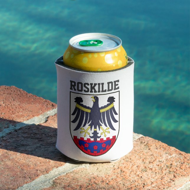 Rafraîchisseur Pour Canette Armoiries de Roskilde, Danemark Tiré de verre (Piscine in situ)