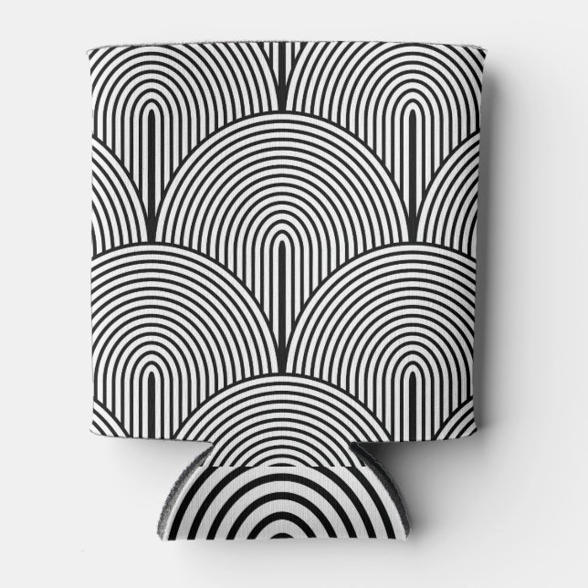 Rafraîchisseur Pour Canette Art Déco, Blanc Noir Luxe. (Devant)