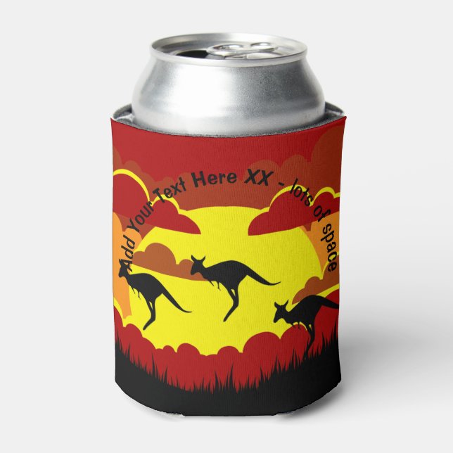 Rafraîchisseur Pour Canette Australie Kangaroo Rouge Noir Jaune Porte-Stubb (Can devant)