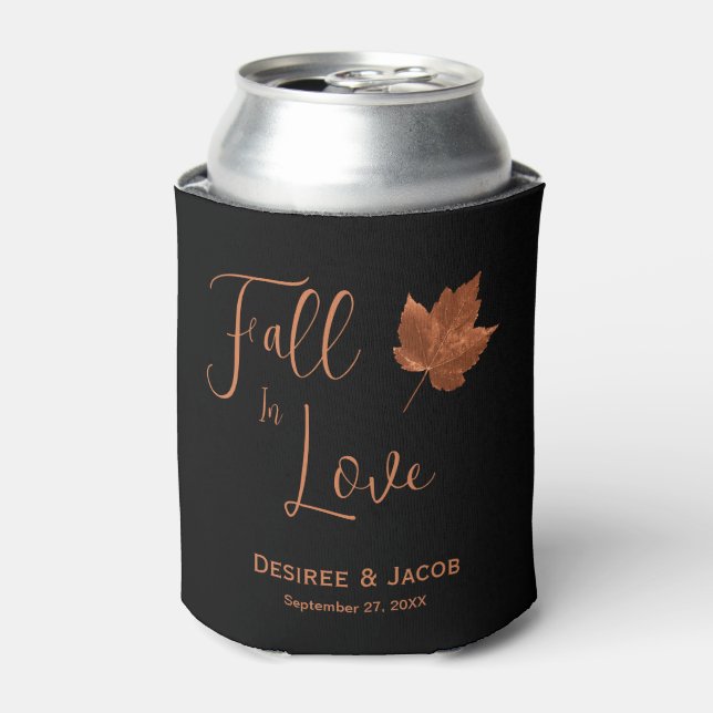 Rafraîchisseur Pour Canette Automne automne dans l'amour Cuivre rustique noir  (Can devant)