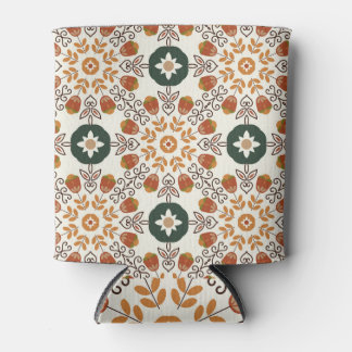 Rafraîchisseur Pour Canette Automne Floral Géométrique, Vintage sans fil.