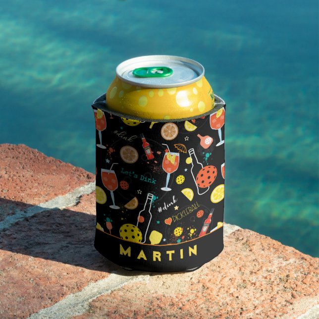 Rafraîchisseur Pour Canette Avec le texte personnalisé Boissons Dinks & 🍾 🥂  (Piscine in situ)