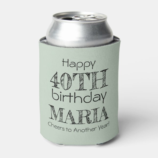 Rafraîchisseur Pour Canette Awesome Funny Happy 40e anniversaire Sage Green (Can devant)